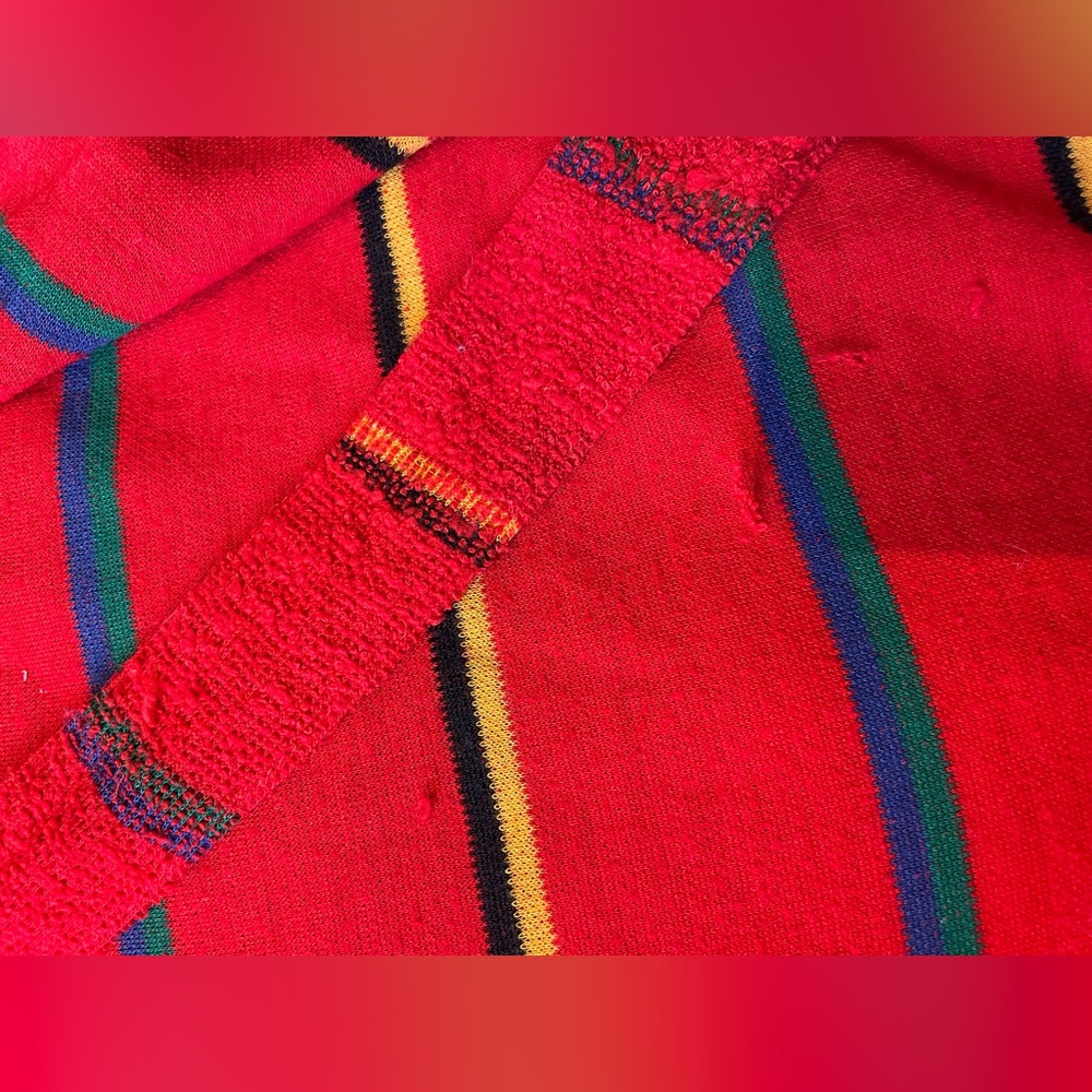 VTG red striped terry dress/robe/duster - Picture 4 of 7